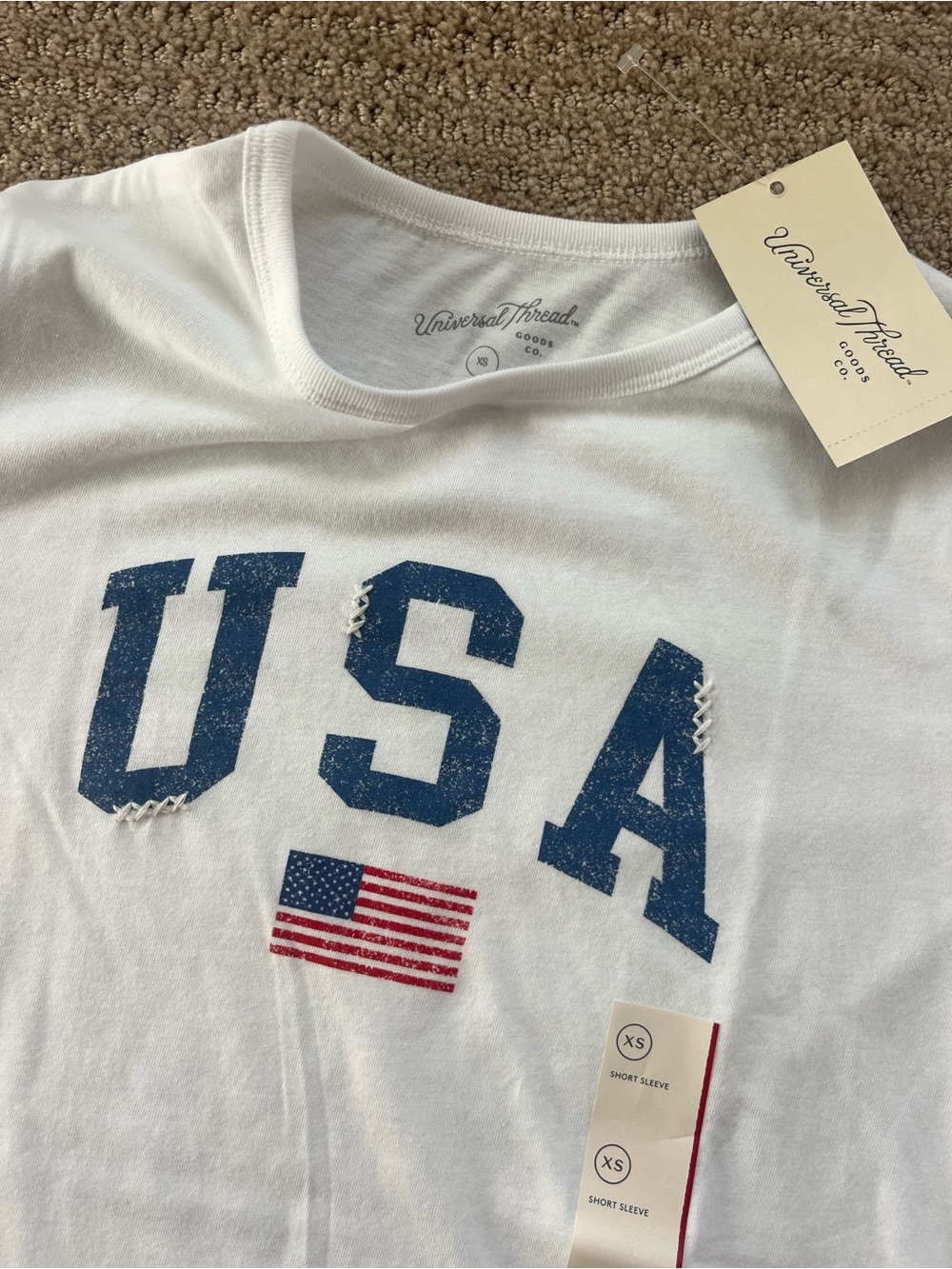 Vineyard Vines White Short Sleeve Tee with Navy USA Graphic and Red Accent - Picture 3 of 3